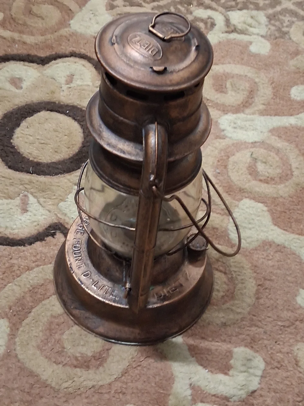 Antique-Style Bronze D Lite Kerosene railroad signaling Lantern - Home Accents